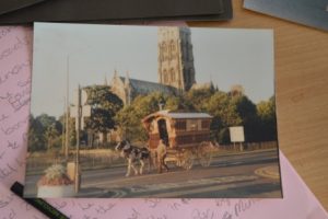 George Smith with the reading wagon in front of The Minster